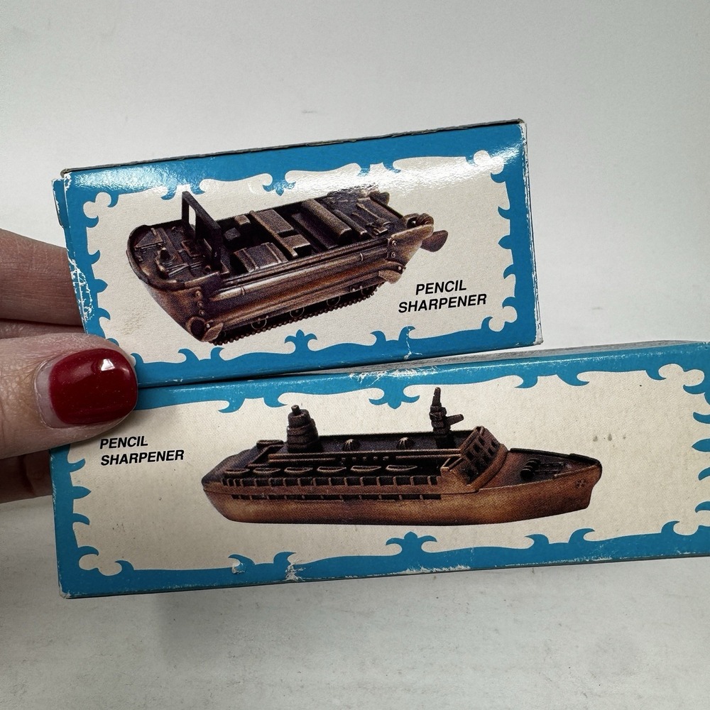 Vintage Die Cast Military Mini Pencil Sharpeners Ship Boat Miniature Lot of 2 - Picture 8 of 11